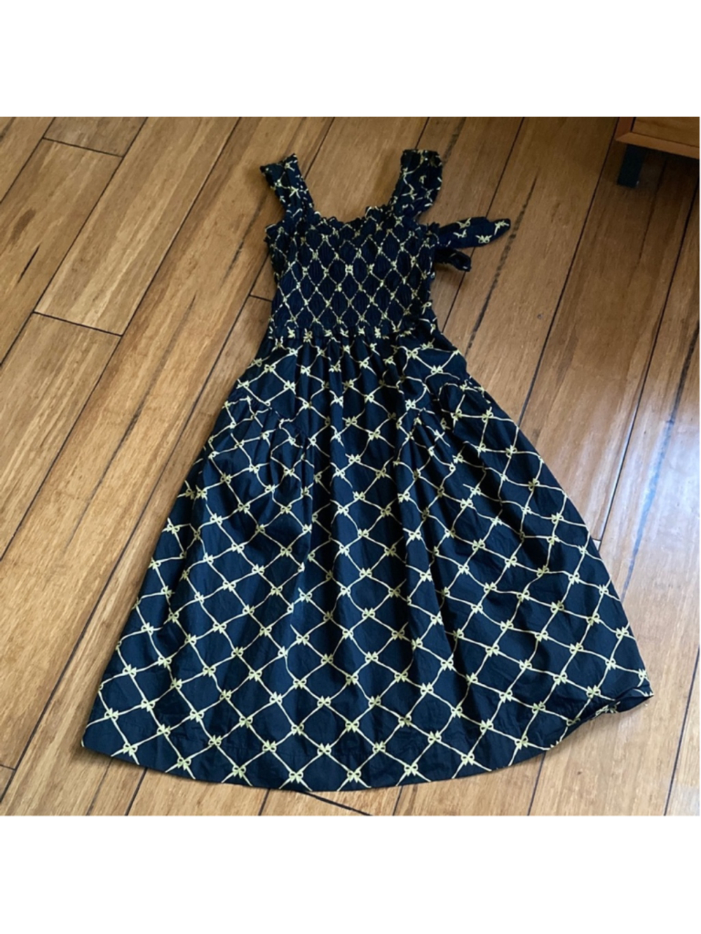 Damson Madder Tish Midi Black & Gold Patterned Midi Dress Size 6 UK 10 - Picture 4 of 8